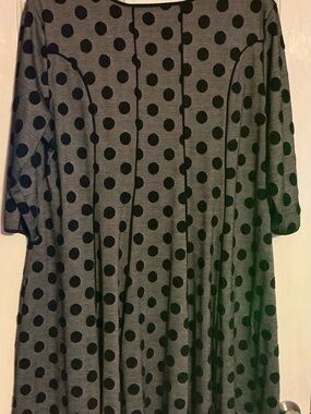 Gray Polka Dot A-Line Dress - Casual Women’s Dress